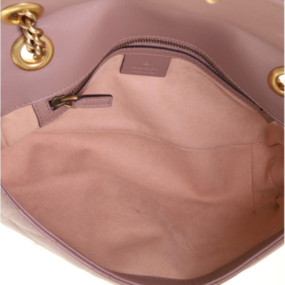 Gucci Pearly GG Marmont Flap Bag Embellished Matelasse Leather Small - Picture 9 of 14